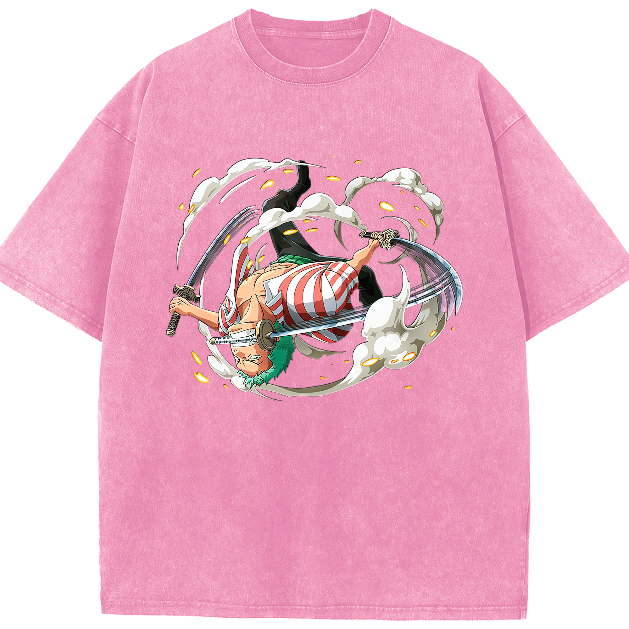 ワンピース ロロノア・ゾロ ONE PIECE Roronoa Zoro 綿100% ヴィンテージ風 半袖Tシャツ（フロントプリント）